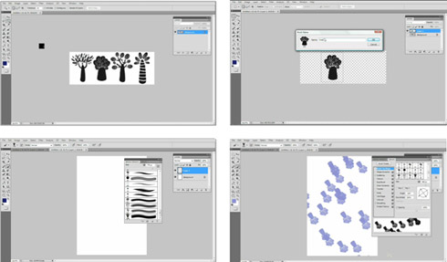 Figure 2: Screen shot sequence from a Photoshop screencast to create a bespoke brush