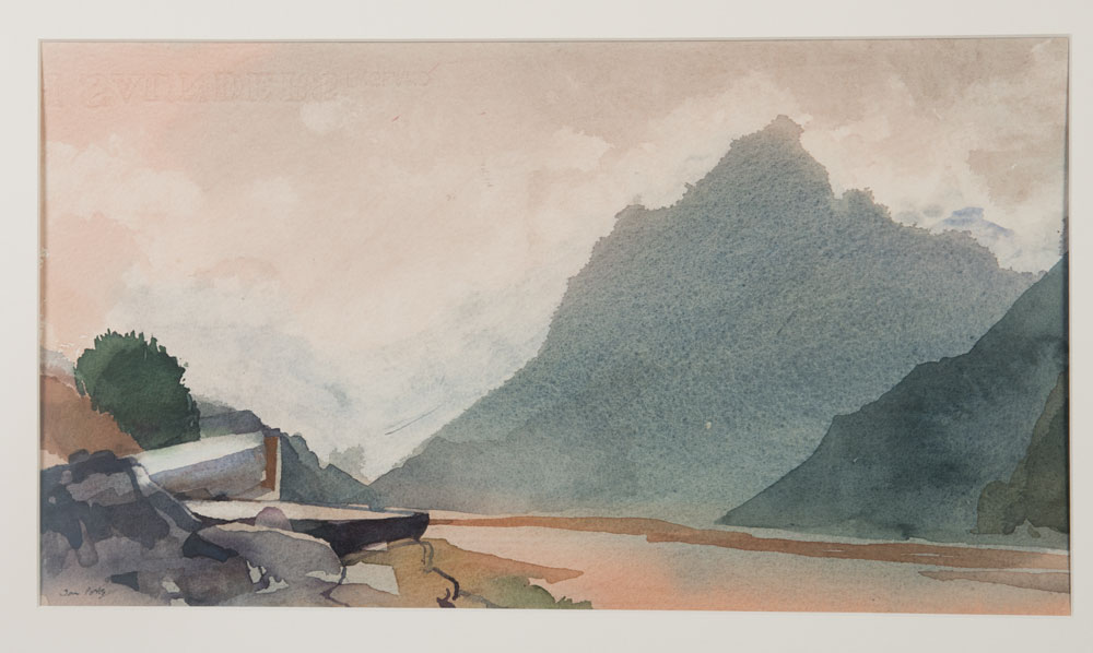 Mountain landscape. Watercolour for sale at Ian Potts Watercolours exhibition summer 2016