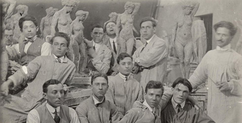 Description: George J. Lober among a group of eleven fellow sculpture students. Identification on verso (handwritten): about 1911 or 12. Published in: Archives of American Art Journal v. 12, no. 2, p. 23. : Unidentified photographer. Sourced from Flickr commons