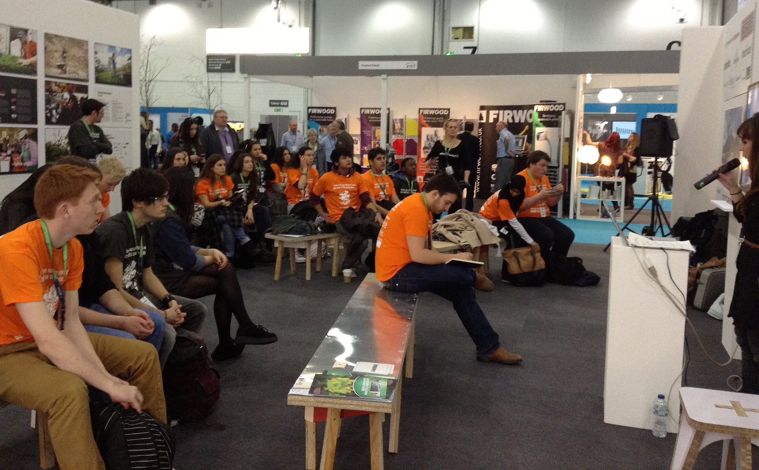 Seating made for the WasteZone at Ecobuild 2013 by students at the University of Brighton Faculty of Arts.