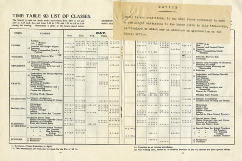 Wartime Weekly Timetable, 1916