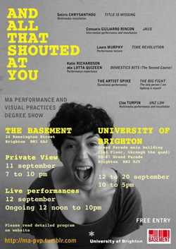 And all that shouted at you. MA Performance and Visual Art 2012