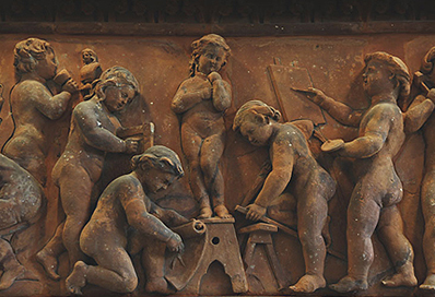 Terracotta panel from original Brighton School of Art