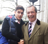 University of Brighton Multi-media Broadcast Journalism student Mark Henderson with Nigel Farage