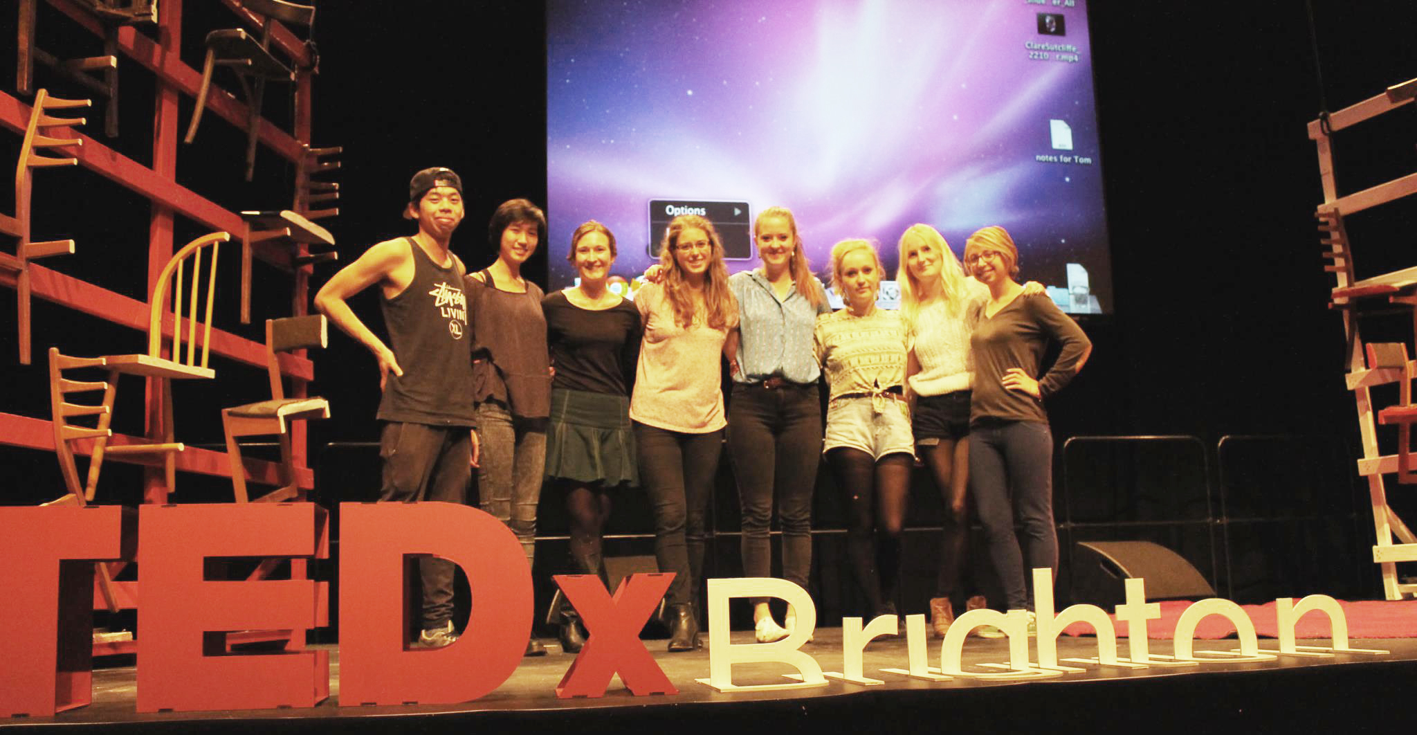 University of Brighton Architecture and Interior Architecture students with the completed TEDx stage design