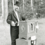 'Entertainment provided at Design '81, Helsinki: Organ grinder' (From a contact sheet, uncatalogued). Icograda Archive / University of Brighton Design Archives.